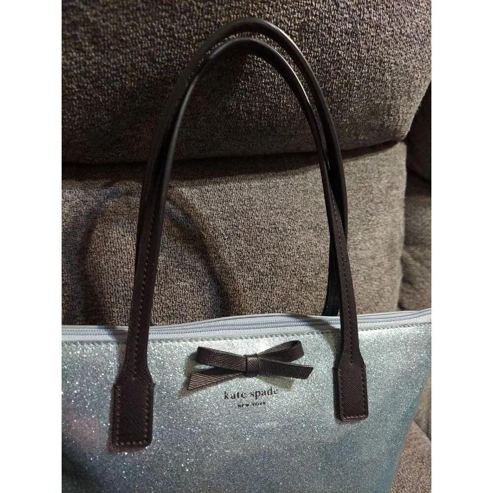 Kate Spade New York Purse Ice Blue Sparkle Glitter-Hand Bag Or Shoulder‎ Bag